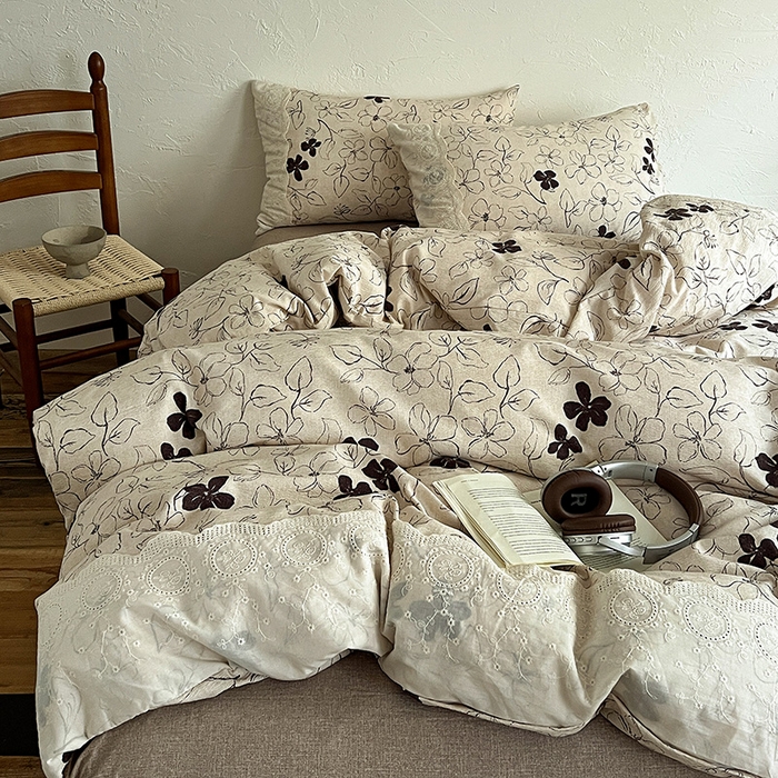 富米莱（原臻工厂） 2025秋冬新品A类高克重亚麻复古全棉花边侘寂风原麻系列 约定-咖