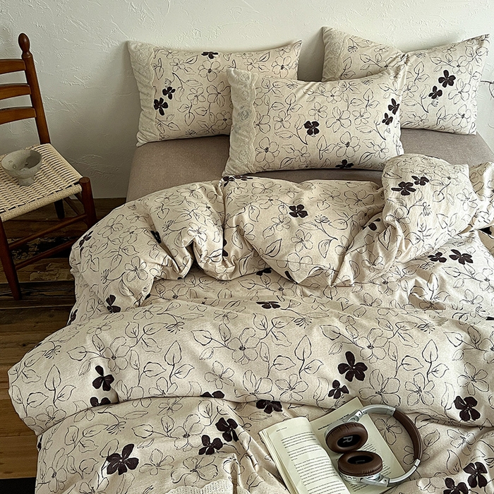 91家纺网 家纺一手货源 找家纺 富米莱（原臻工厂） 2025秋冬新品A类高克重亚麻复古全棉花边侘寂风原麻系列 约定-咖