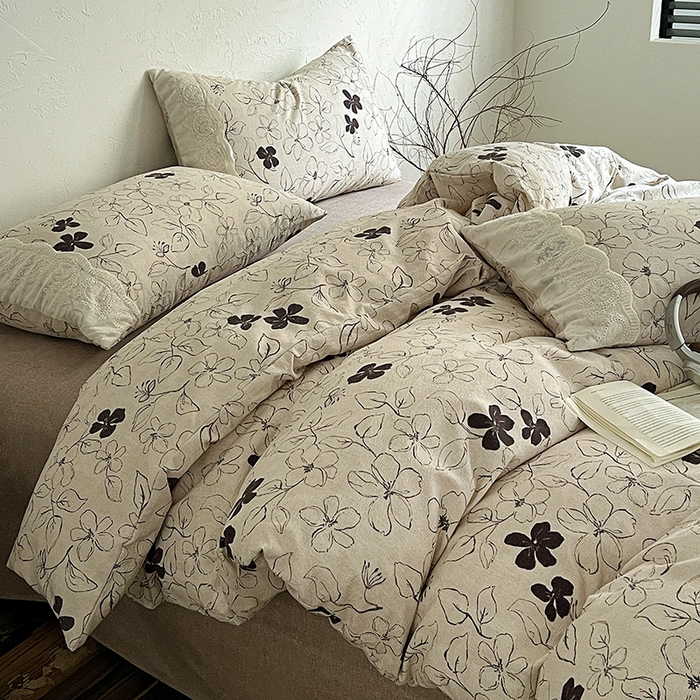 91家纺网 家纺一手货源 找家纺 富米莱（原臻工厂） 2025秋冬新品A类高克重亚麻复古全棉花边侘寂风原麻系列 约定-咖