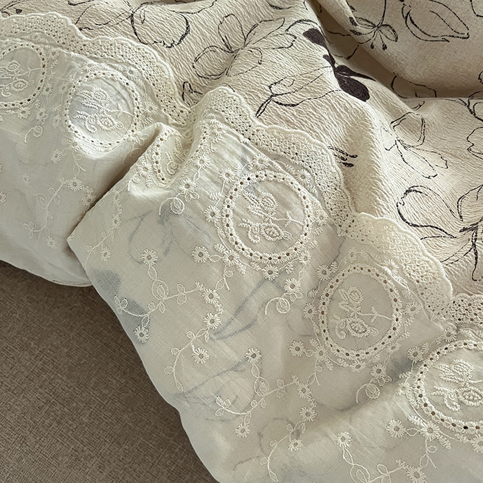 91家纺网 家纺一手货源 找家纺 富米莱（原臻工厂） 2025秋冬新品A类高克重亚麻复古全棉花边侘寂风原麻系列 约定-咖