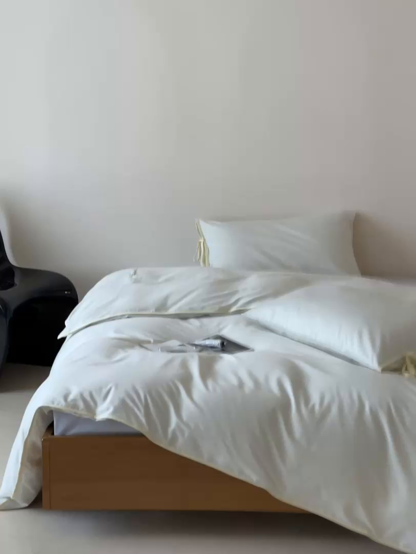 91家纺网 家纺一手货源 找家纺 尺素 2025新款纯色纯棉简约韩式ins风四件套民宿风全棉被套棉床单双人被套加大床单1.8纯色床笠 薄荷-浅蓝