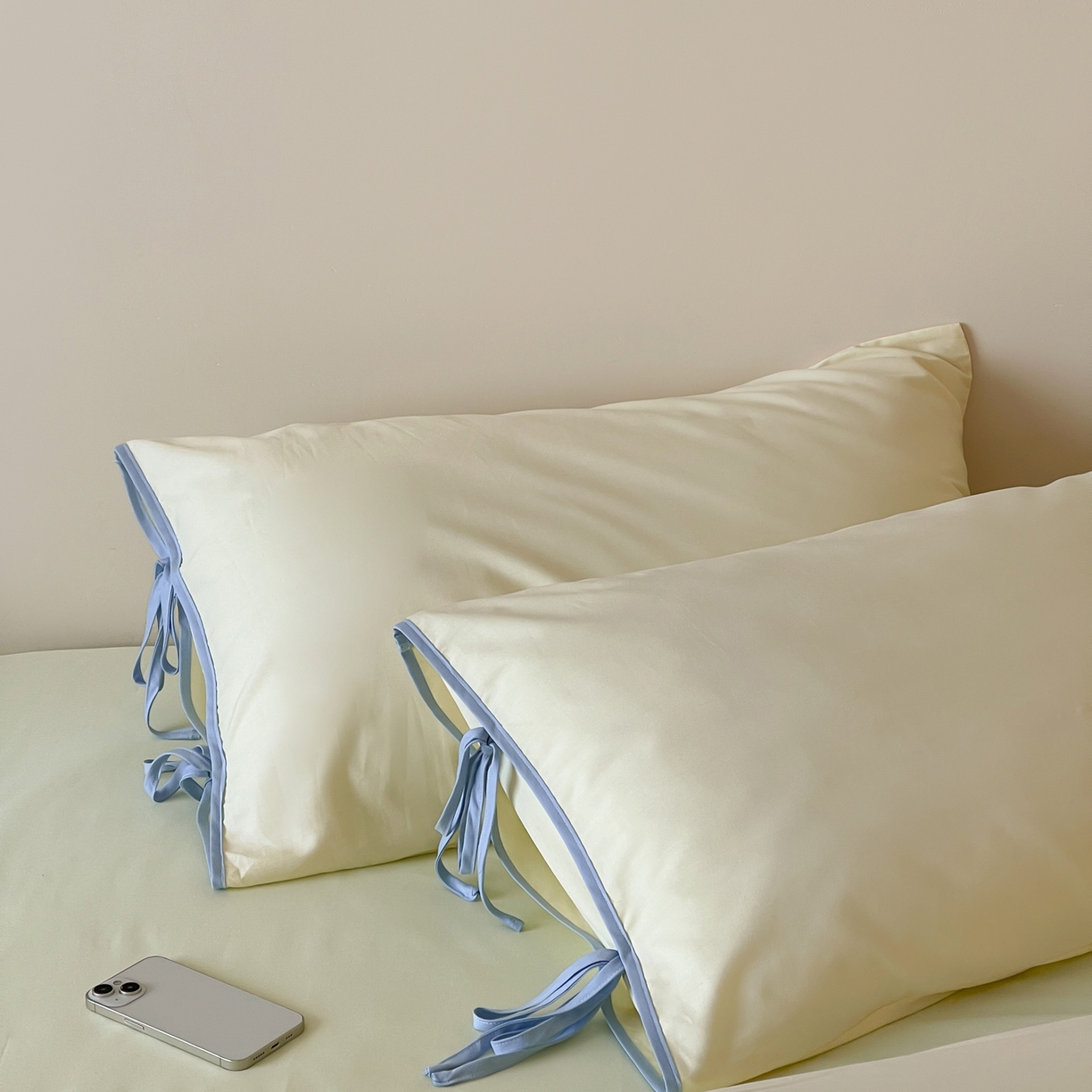 91家纺网 家纺一手货源 找家纺 尺素 2025新款纯色纯棉简约韩式ins风四件套民宿风全棉被套棉床单双人被套加大床单1.8纯色床笠 奶油-芝士