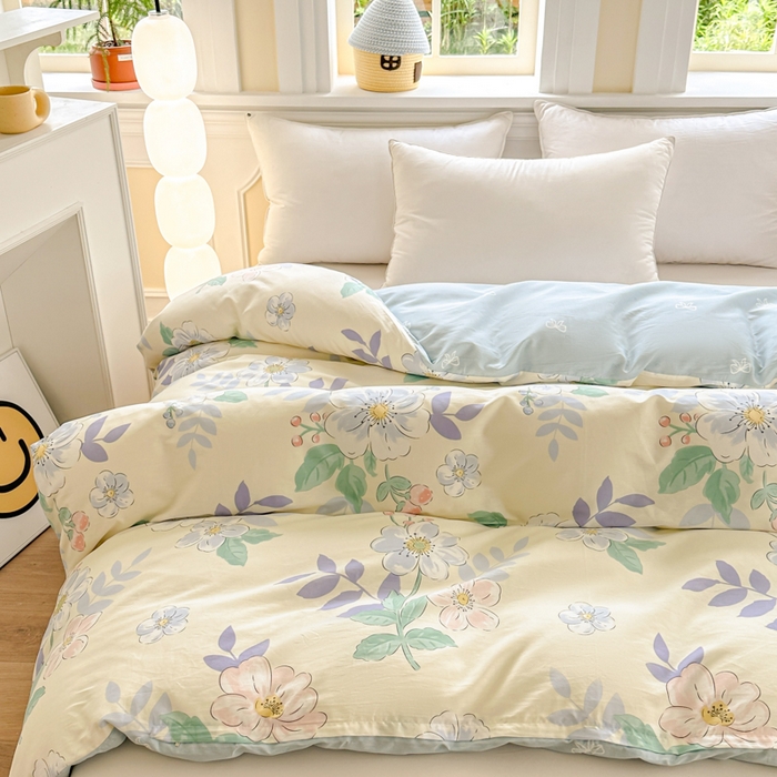 91家纺网 家纺一手货源 找家纺 帛织澜 2025新款全棉喷气12868系列纯棉单被套 花漾星辰