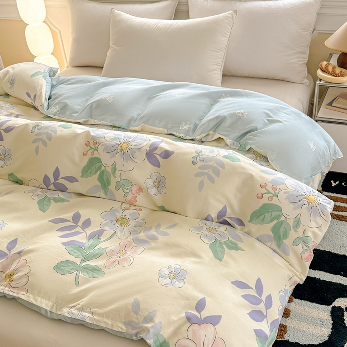 91家纺网 家纺一手货源 找家纺 帛织澜 2025新款全棉喷气12868系列纯棉单被套 花漾星辰