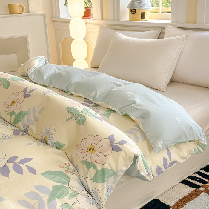 91家纺网 家纺一手货源 找家纺 帛织澜 2025新款全棉喷气12868系列纯棉单被套 花漾星辰