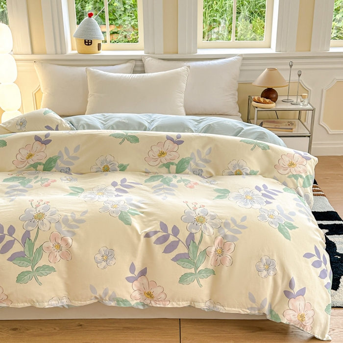 91家纺网 家纺一手货源 找家纺 帛织澜 2025新款全棉喷气12868系列纯棉单被套 花漾星辰