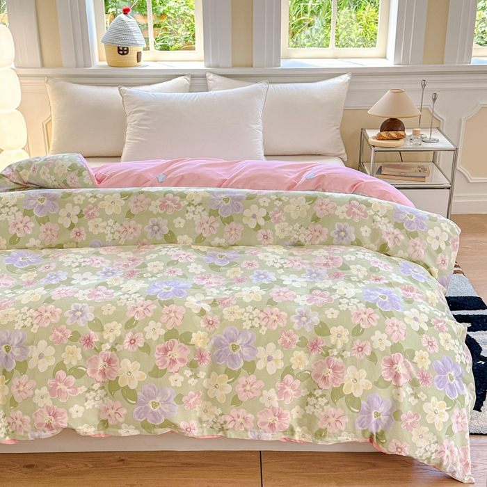 91家纺网 家纺一手货源 找家纺 帛织澜 2025新款全棉喷气12868系列纯棉单被套 七色花海