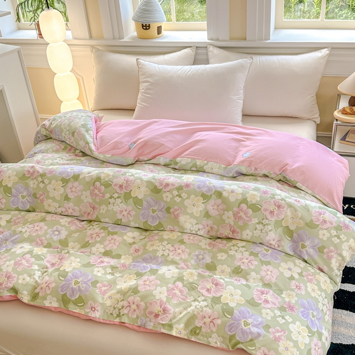 91家纺网 家纺一手货源 找家纺 帛织澜 2025新款全棉喷气12868系列纯棉单被套 七色花海