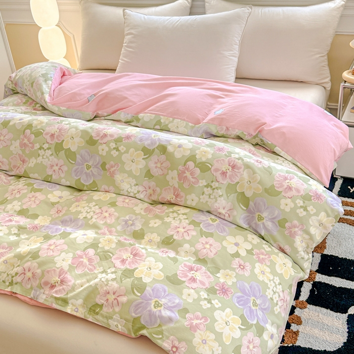 91家纺网 家纺一手货源 找家纺 帛织澜 2025新款全棉喷气12868系列纯棉单被套 七色花海