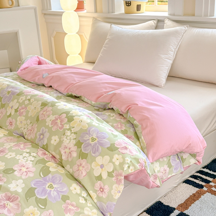 91家纺网 家纺一手货源 找家纺 帛织澜 2025新款全棉喷气12868系列纯棉单被套 七色花海