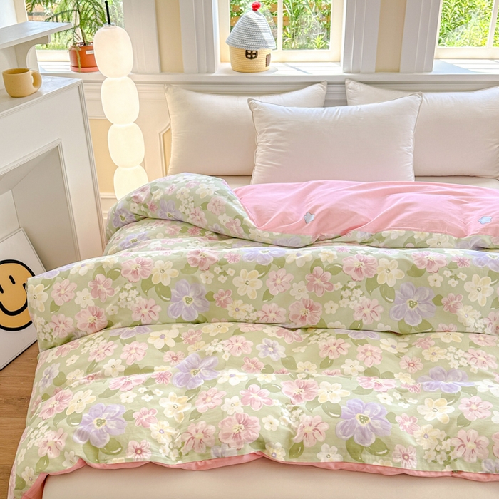 91家纺网 家纺一手货源 找家纺 帛织澜 2025新款全棉喷气12868系列纯棉单被套 七色花海