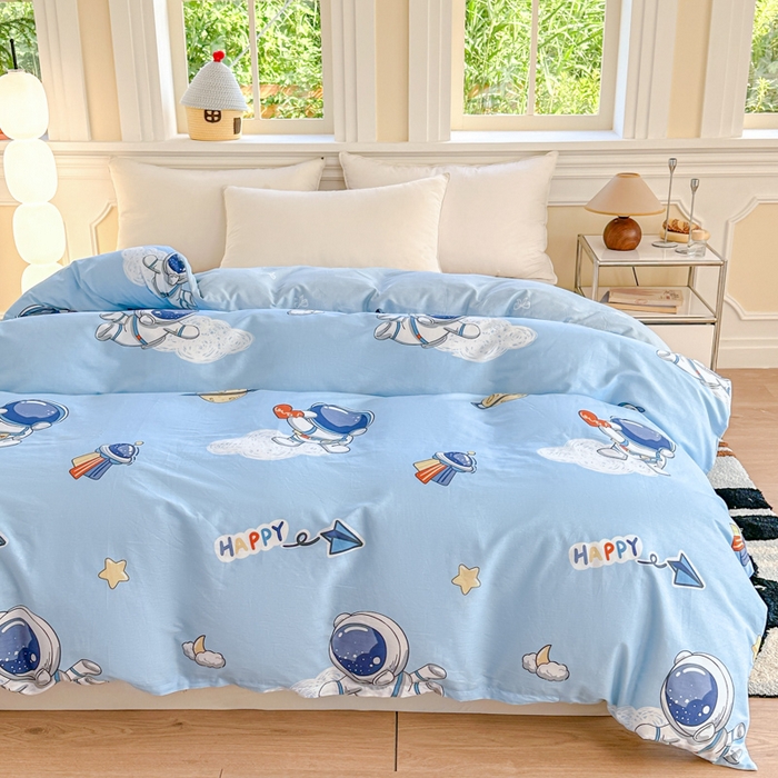 91家纺网 家纺一手货源 找家纺 帛织澜 2025新款全棉喷气12868系列纯棉单被套 太空奇遇