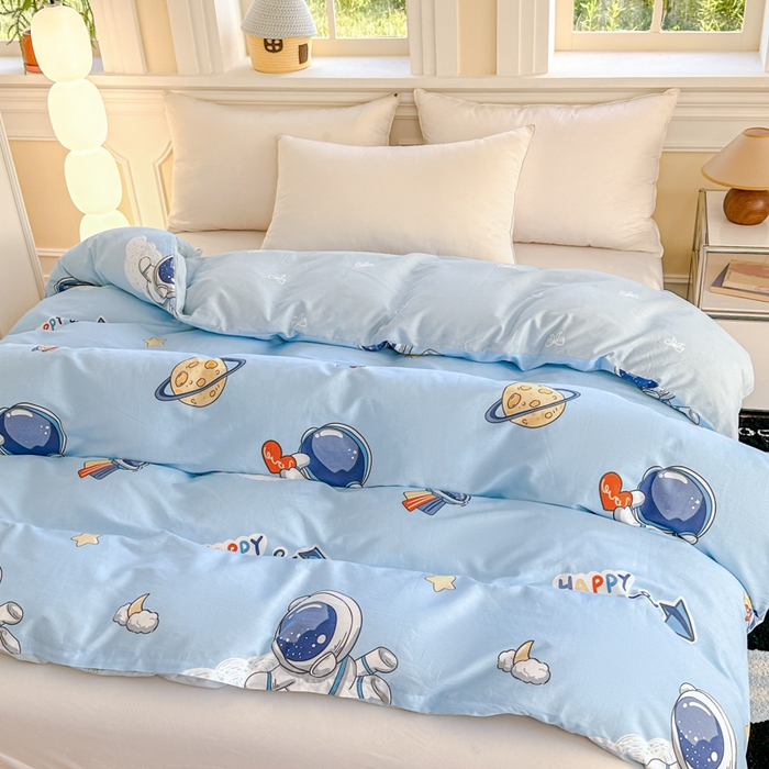 91家纺网 家纺一手货源 找家纺 帛织澜 2025新款全棉喷气12868系列纯棉单被套 太空奇遇