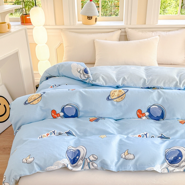 91家纺网 家纺一手货源 找家纺 帛织澜 2025新款全棉喷气12868系列纯棉单被套 太空奇遇