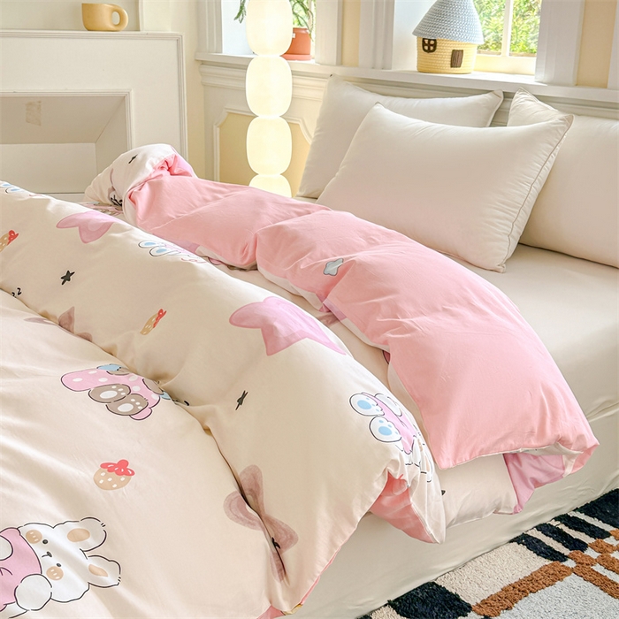 91家纺网 家纺一手货源 找家纺 帛织澜 2025新款全棉喷气12868系列纯棉单被套 星星兔