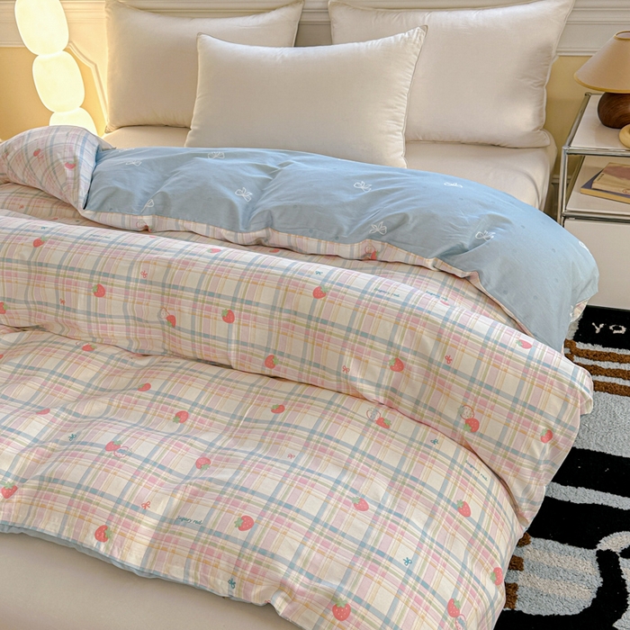 91家纺网 家纺一手货源 找家纺 帛织澜 2025新款全棉喷气12868系列纯棉单被套 草莓派