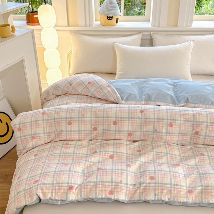 91家纺网 家纺一手货源 找家纺 帛织澜 2025新款全棉喷气12868系列纯棉单被套 草莓派