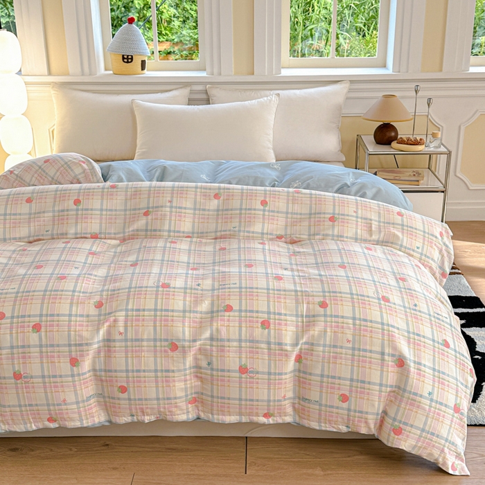 91家纺网 家纺一手货源 找家纺 帛织澜 2025新款全棉喷气12868系列纯棉单被套 草莓派