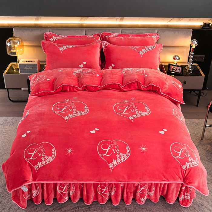 91家纺网 家纺一手货源 找家纺 （总）绒品壹家 2025新款电商直播爆款高克重7斤牛奶绒金貂绒印花床裙款三件套四件套