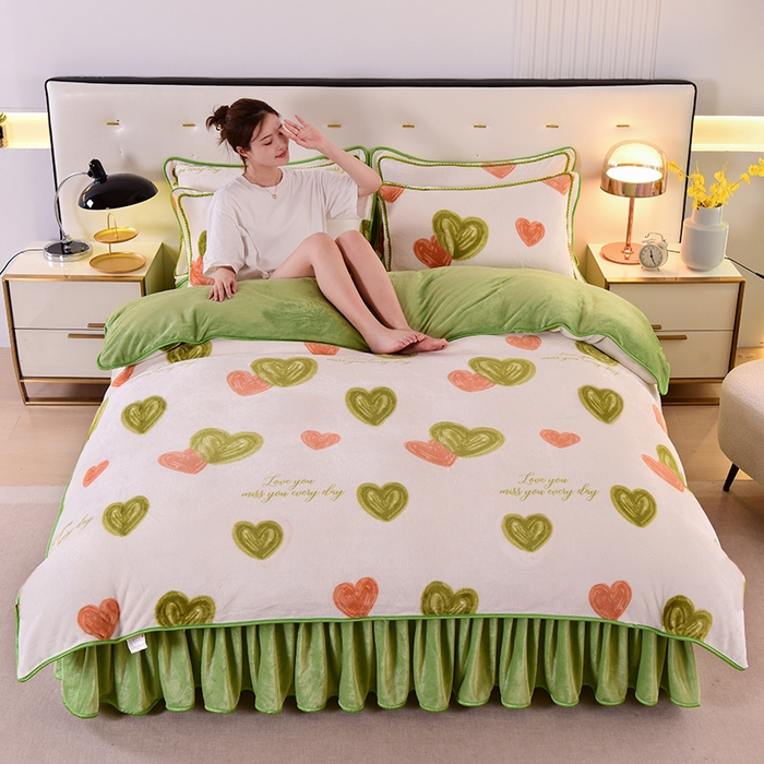 91家纺网 家纺一手货源 找家纺 （总）绒品壹家 2025新款电商直播爆款高克重7斤牛奶绒金貂绒印花床裙款三件套四件套