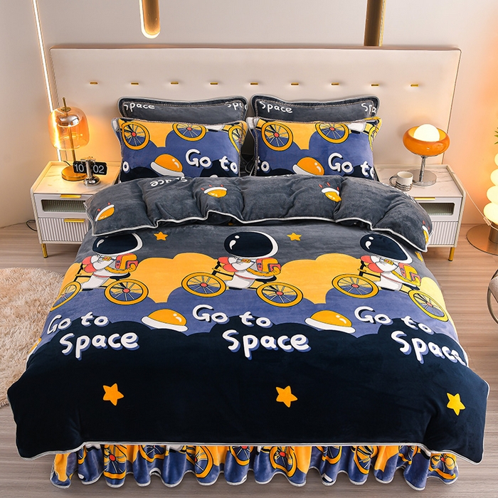 91家纺网 家纺一手货源 找家纺 （总）绒品壹家 2025新款电商直播爆款高克重7斤牛奶绒金貂绒印花床裙款三件套四件套