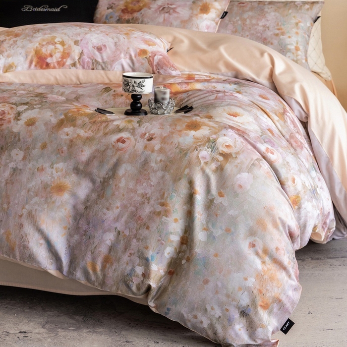 91家纺网 家纺一手货源 找家纺 （总）佳汐蓝家纺 2025新款春夏100贡缎长绒棉数码印花四件套