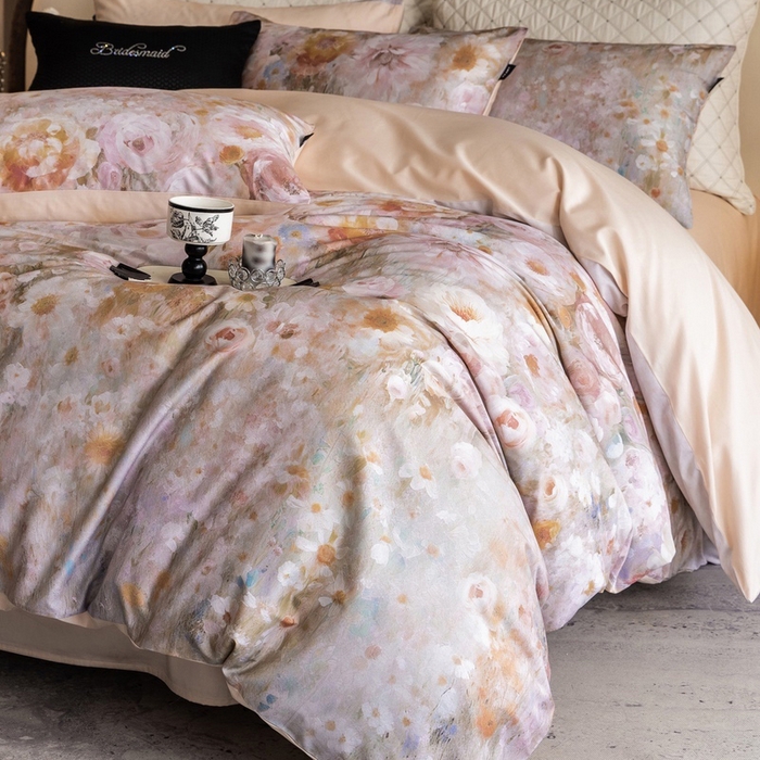 91家纺网 家纺一手货源 找家纺 （总）佳汐蓝家纺 2025新款春夏100贡缎长绒棉数码印花四件套