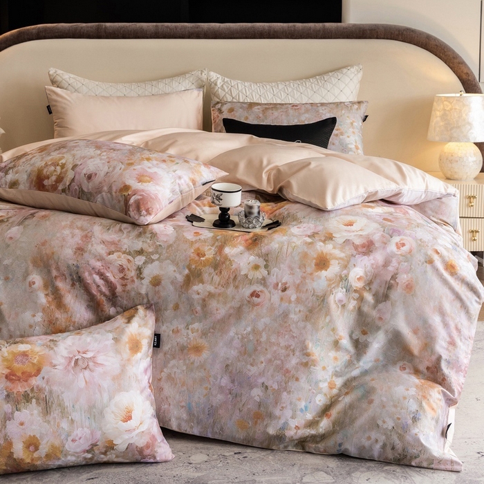 91家纺网 家纺一手货源 找家纺 （总）佳汐蓝家纺 2025新款春夏100贡缎长绒棉数码印花四件套