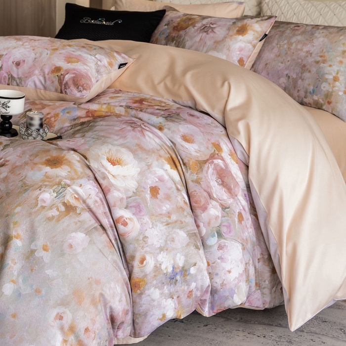 91家纺网 家纺一手货源 找家纺 （总）佳汐蓝家纺 2025新款春夏100贡缎长绒棉数码印花四件套