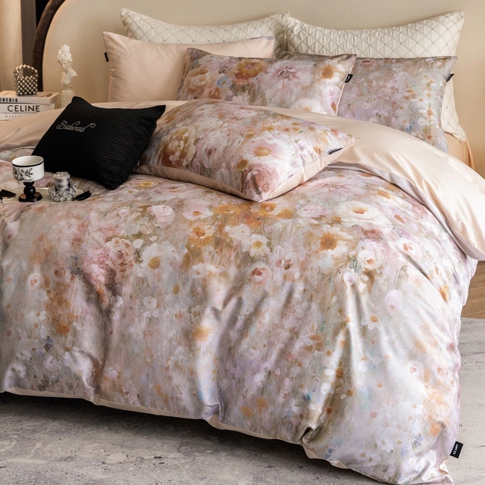 91家纺网 家纺一手货源 找家纺 （总）佳汐蓝家纺 2025新款春夏100贡缎长绒棉数码印花四件套