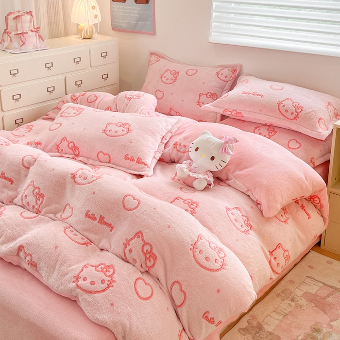 91家纺网 家纺一手货源 找家纺 （总）川悦生活 2025新款立体雪花绒印花大床四件套系列二场景一