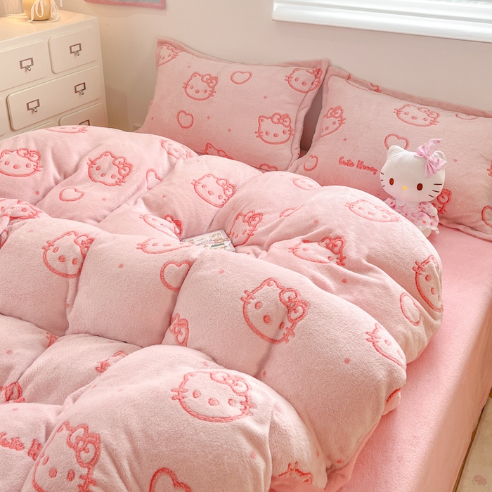 91家纺网 家纺一手货源 找家纺 （总）川悦生活 2025新款立体雪花绒印花大床四件套系列二场景一