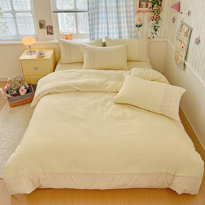 91家纺网 家纺一手货源 找家纺 （总）海岛哥哥 2025新款韩式全棉蕾丝花边软绵绵四件套