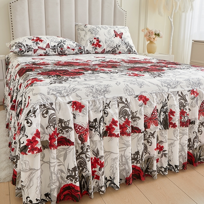 91家纺网 家纺一手货源 找家纺 （总）艾裙海2025新款印花床裙三件套 -可跨境