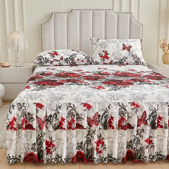 91家纺网 家纺一手货源 找家纺 （总）艾裙海2025新款印花床裙三件套 -可跨境