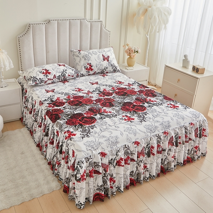 91家纺网 家纺一手货源 找家纺 （总）艾裙海2025新款印花床裙三件套 -可跨境