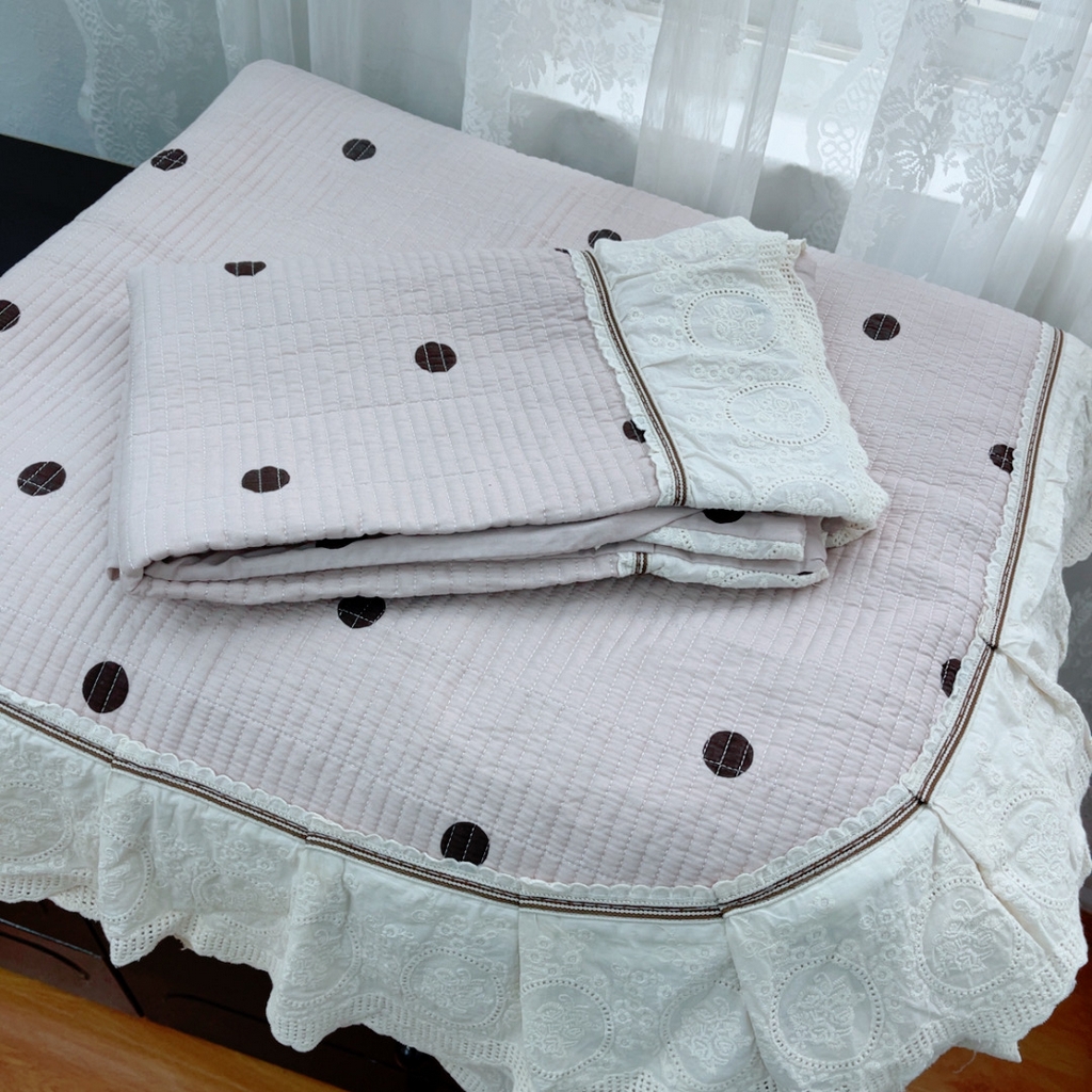 91家纺网 家纺一手货源 找家纺 暖居2025新款欧式浪漫多功能夏被 波点粉紫