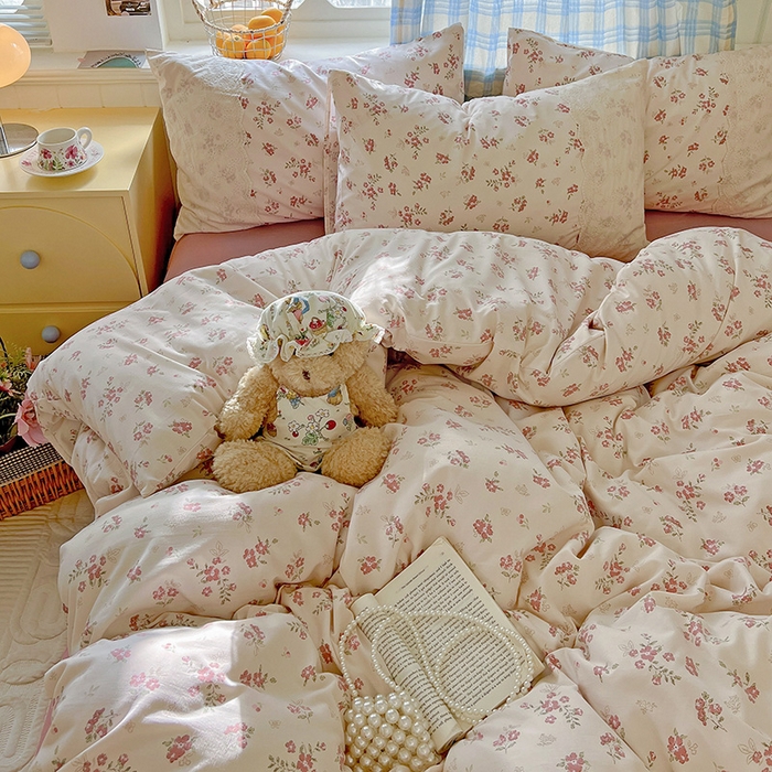 91家纺网 家纺一手货源 找家纺 海岛哥哥 2025新款韩式全棉蕾丝花边软绵绵四件套 爱玲说-红