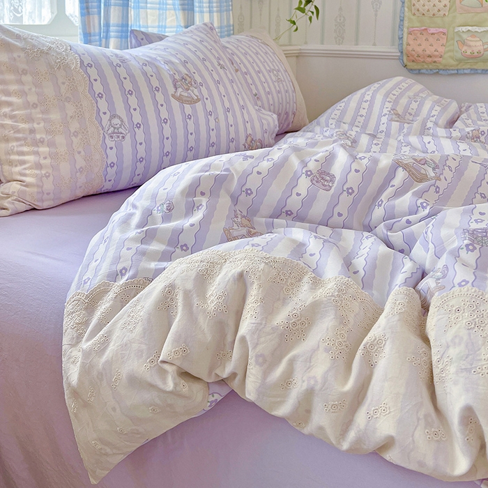 91家纺网 家纺一手货源 找家纺 海岛哥哥 2025新款韩式全棉蕾丝花边软绵绵四件套 梦幻乐园