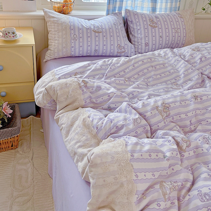 91家纺网 家纺一手货源 找家纺 海岛哥哥 2025新款韩式全棉蕾丝花边软绵绵四件套 梦幻乐园