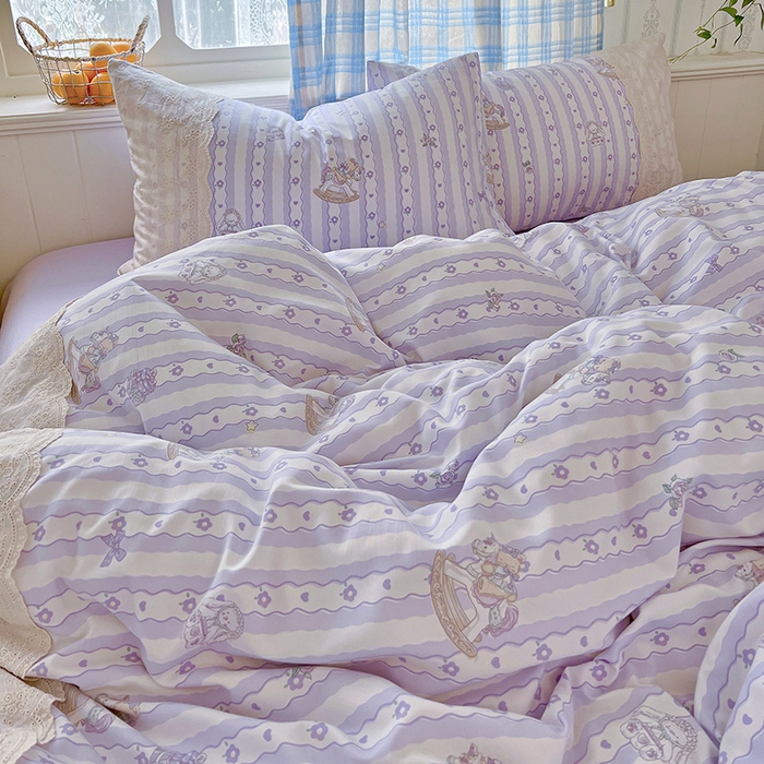 91家纺网 家纺一手货源 找家纺 海岛哥哥 2025新款韩式全棉蕾丝花边软绵绵四件套 梦幻乐园