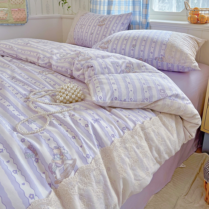 91家纺网 家纺一手货源 找家纺 海岛哥哥 2025新款韩式全棉蕾丝花边软绵绵四件套 梦幻乐园