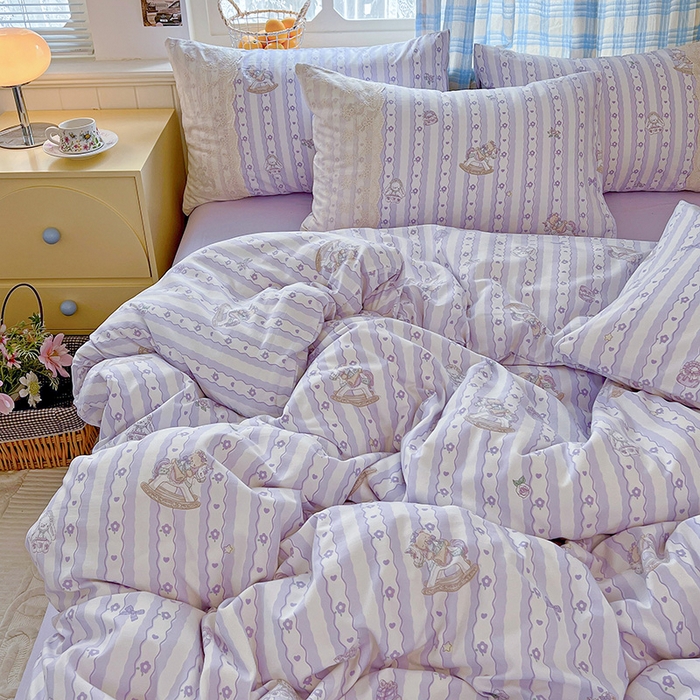 91家纺网 家纺一手货源 找家纺 海岛哥哥 2025新款韩式全棉蕾丝花边软绵绵四件套 梦幻乐园