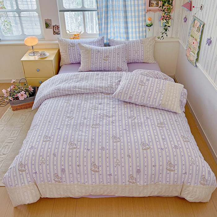 海岛哥哥 2025新款韩式全棉蕾丝花边软绵绵四件套 梦幻乐园