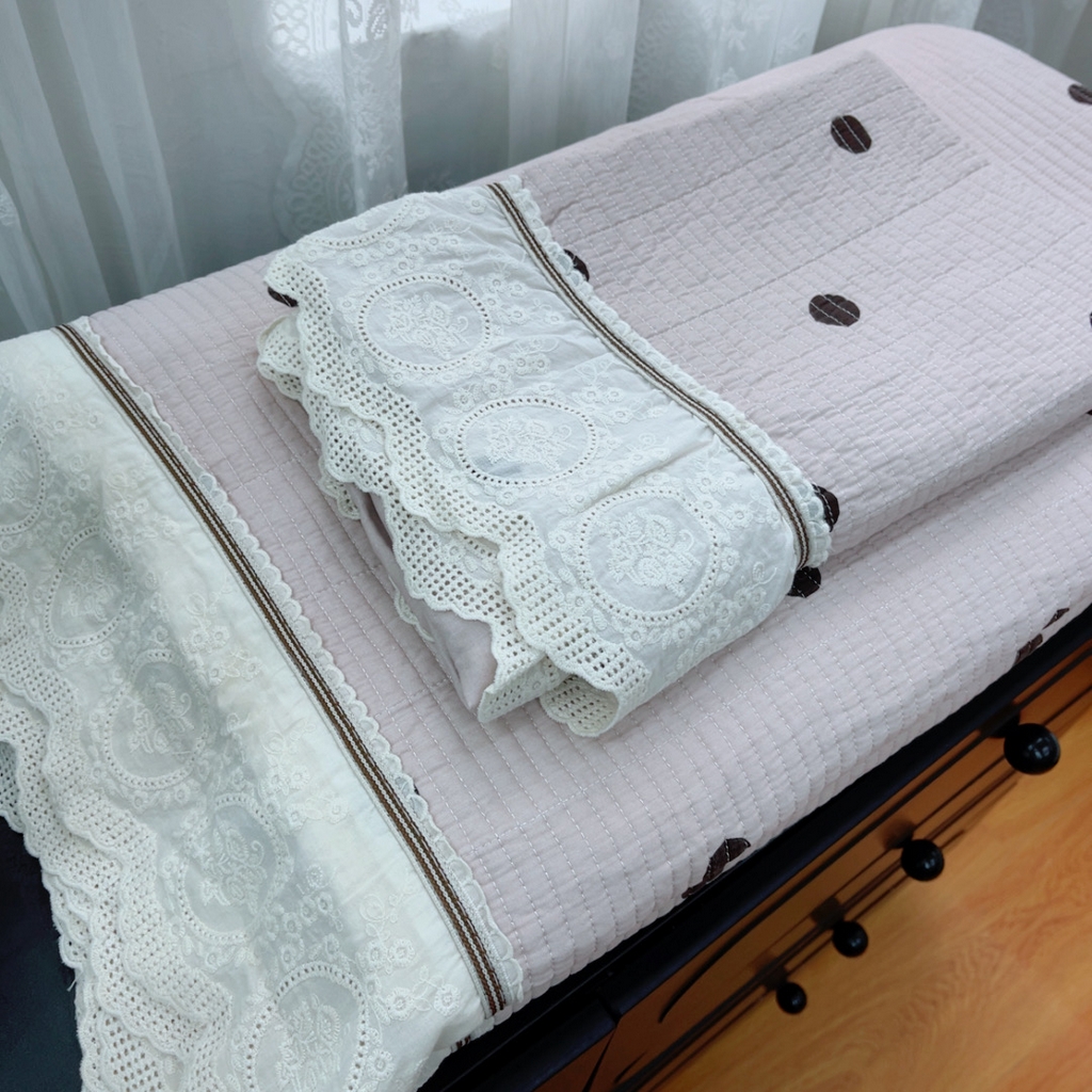 91家纺网 家纺一手货源 找家纺 暖居2025新款欧式浪漫多功能夏被 波点粉紫