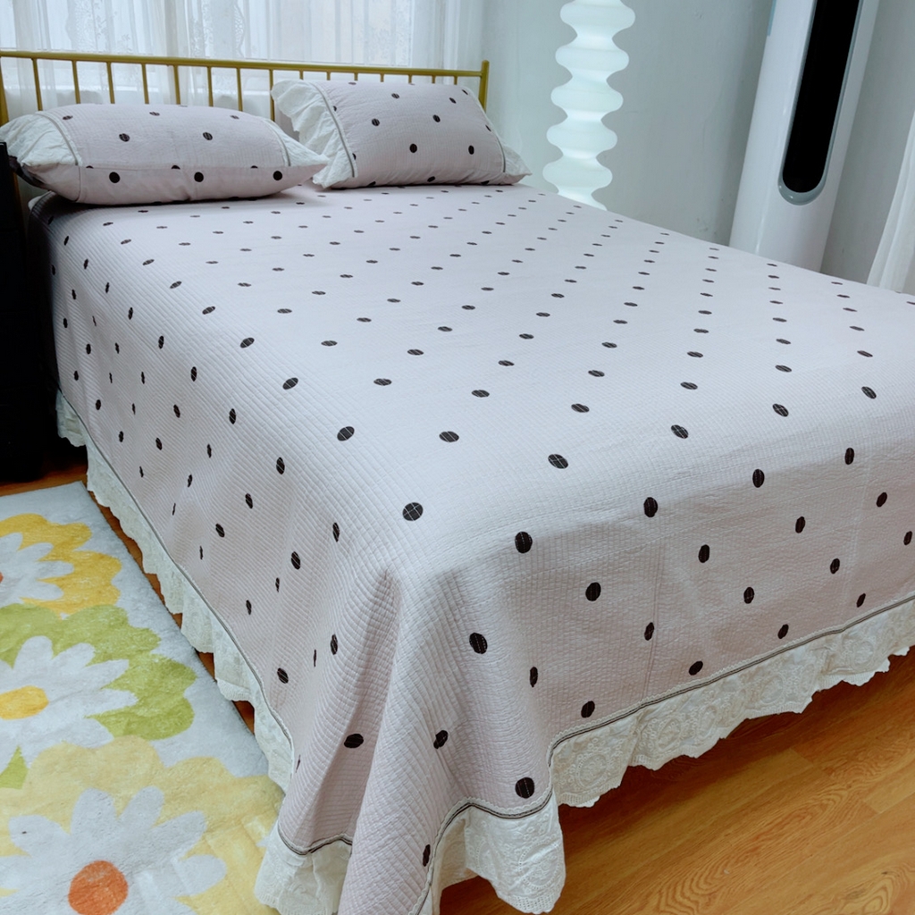 91家纺网 家纺一手货源 找家纺 暖居2025新款欧式浪漫多功能夏被 波点粉紫