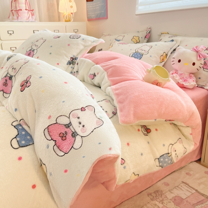 91家纺网 家纺一手货源 找家纺 （总）川悦生活 2025新款立体雪花绒印花大床四件套系列二场景一