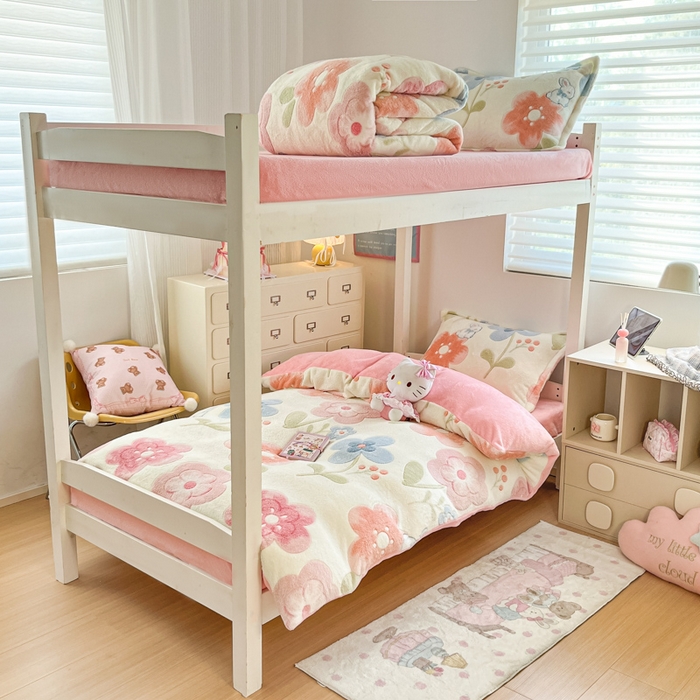 91家纺网 家纺一手货源 找家纺 （总）川悦生活 2025新款立体雪花绒印花四件套学生床系列二场景一