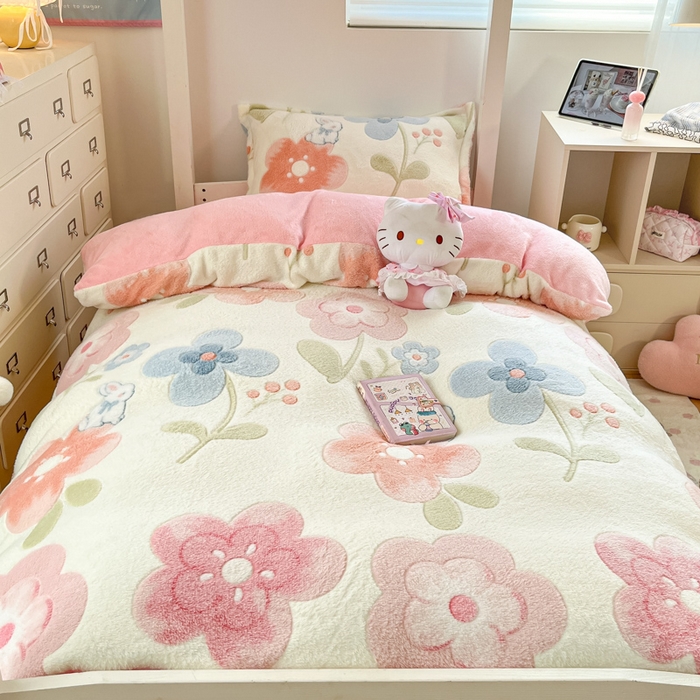 91家纺网 家纺一手货源 找家纺 （总）川悦生活 2025新款立体雪花绒印花四件套学生床系列二场景一