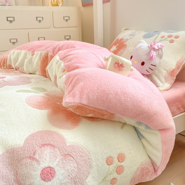 91家纺网 家纺一手货源 找家纺 （总）川悦生活 2025新款立体雪花绒印花四件套学生床系列二场景一